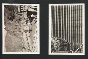 (BOULDER DAM PROJECT, NEVADA) Album with 120 exceptional photographs attributed to Ben Glaha documenting the construction of the Boulde
